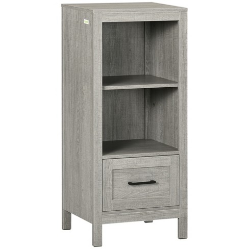 Kleankin 24 Bathroom Under Sink Cabinet With Storage, Pedestal Sink  Cabinet, Adjustable Shelf And Open Bottom Shelf, Grey : Target