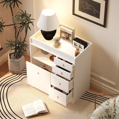 FUFU&GAGA White Baby Changing Table Partitioned Storage Leather Pullout Large Operating Table