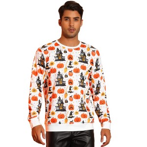 TATT 21 Men's Halloween Long Sleeves Pumpkin Printed Christmas Halloween Pullover Sweatshirt - 1 of 4