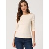 INSPIRE CHIC Women's Classic Solid Elbow Sleeves Round Neck Slim Fit T-Shirts - 2 of 4