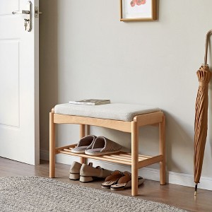 NicBex Modern 2-Tier Small Ottoman Shoe Bench with Storage Shelf,Upholstered Storage Bench for Entryway,Bedroom,Living Room - 1 of 4