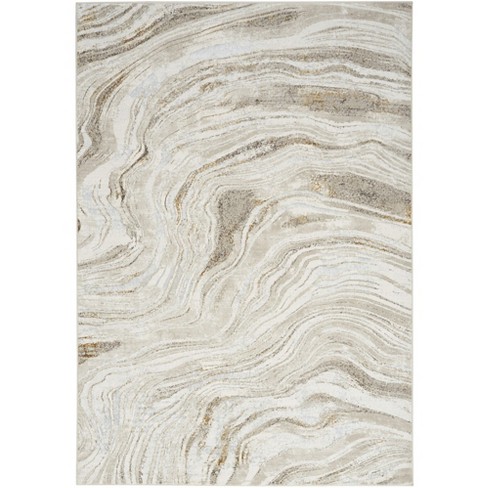 Nourison Glam Modern Ripple Indoor Area Rug Grey Gold 5'3