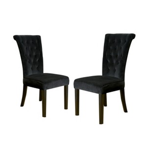 GDFStudio Villere Contemporary Tufted Roll Top Dining Chairs with Tapered Leg (Set of 2) - 1 of 4