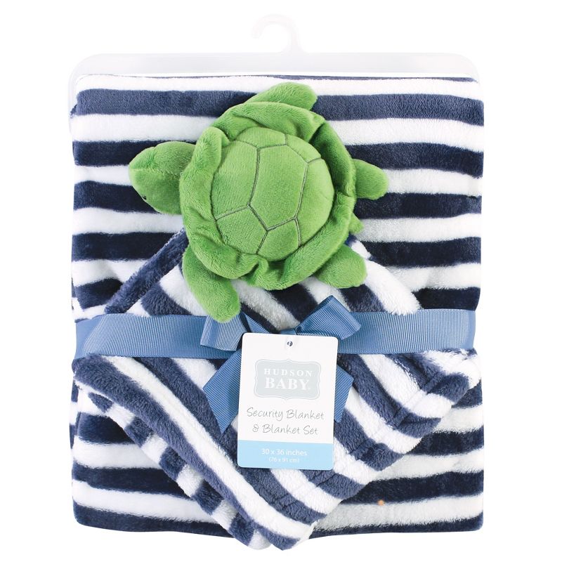 Hudson Baby Infant Boy Plush Blanket with Security Blanket, Sea Turtle, One Size, 3 of 7