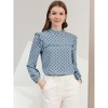 Allegra K Women's Vintage Ruffle Stand Collar Long Sleeves Polka Dots Blouse - 3 of 4