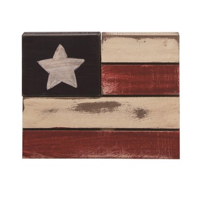Patriotic Red White and Blue Wooden Flag Tabletop Decor Set