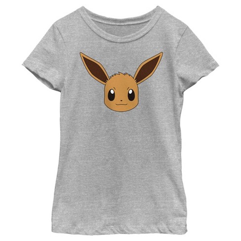 Girl's Pokemon Eevee Face T-Shirt - Athletic Heather - Large