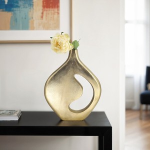 Modern Metal and Aluminum Vase with Abstract Cutout Design - Sleek Contemporary Decorative Accent for Living Room, Bedroom, and Office Decor - 1 of 4