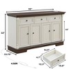 Angel Sar 55'' Farmhouse 4 Door Sideboard Buffet Cabinet with Storage, Kitchen Cabinet with Spacious Tabletop & Roman Column Design, White - 3 of 4