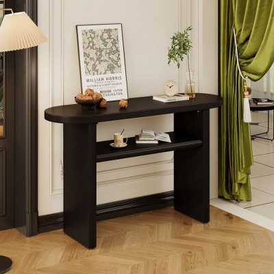 PAGED Modern Minimalist Console Table for Entryway with Adjustable Feet, 2-Tier Storage Entryway Table with Rounded Edges, Entryway Sofa Table