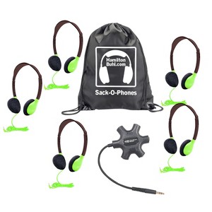 HamiltonBuhl® Galaxy™ Econo-Line of Sack-O-Phones with 5 Green Personal-Sized Headphones, Starfish Jackbox and Carry Bag - 1 of 3