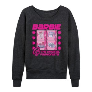 Women's - Barbie - Original Fashionista Lightweight French Terry Wide Neck Long Sleeve Shirt - 1 of 4