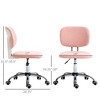 Cute Armless Office Chair, Teddy Fleece Fabric Computer Desk Chair, Vanity Task Chair with Adjustable Height, Swivel Wheels, Mid Back - 3 of 4