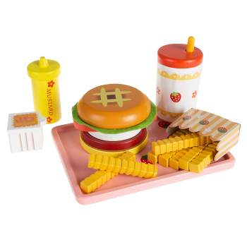 Toy Time Fast Food Meal Playset –Kid's Dinner with Cheeseburger, Drink, Fries, Ketchup and Mustard – For Pretend and Imagination Fun