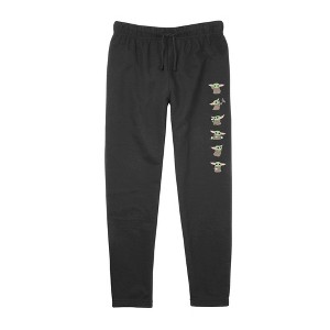 Junior's Star Wars: The Mandalorian Mini Grogu Playing  Jogger Sweatpants - Black - X Large - 1 of 3