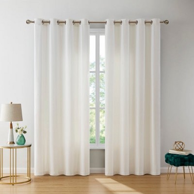 HLC.ME Sawyer Premium Luxurious Lush Velvet Soft Light Filtering Grommet Window Drapery Curtains - Set of 2