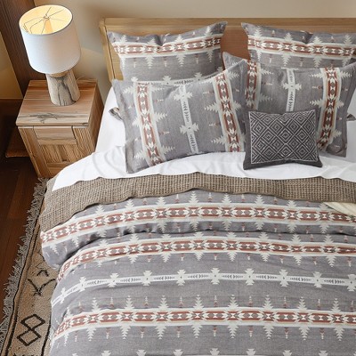 Grey Cotton Twin/Twin XL Geometric Duvet Cover Set