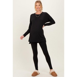 Pinkblush Black Brushed Knit Maternity Oversized Top and Legging Set - 1 of 4