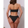INSPIRE CHIC Women's Bandeau Drawstring Side Tie Ribbed Bikini Sets, Strapless Top Triangle Bottom Swimwear Bathing Suits 1 Set - 3 of 4