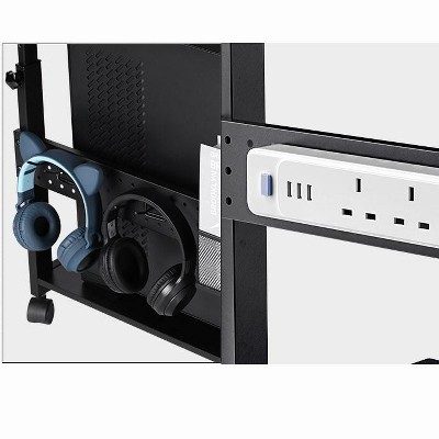 Mobile Height Adjustable CPU Cart with Mouse Pad，28.57 W x 11.81 D x 23.31 - 33.31 H，Black