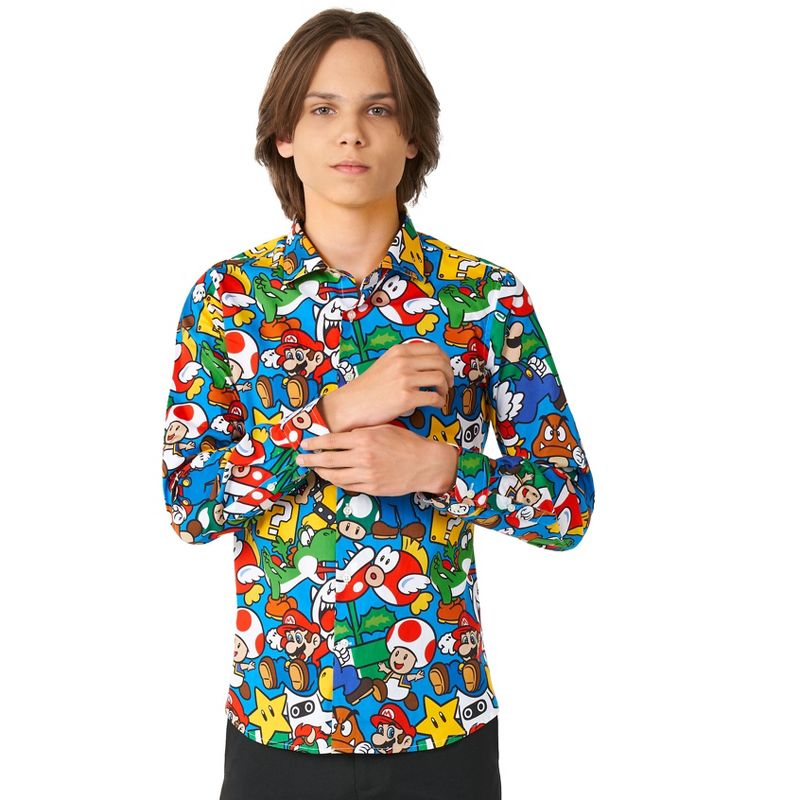 OppoSuits Teen Boys Shirt - Super Mario - Multicolor, 1 of 6