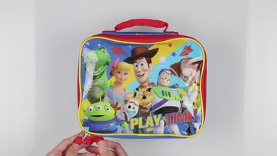 Toy Story Single Compartment Soft Insulated Lunch Bag No Toy Gets Left  Behind with 3-D Image of Buzz Lightyear, Woody, Rex, Bullseye and Slinky Dog