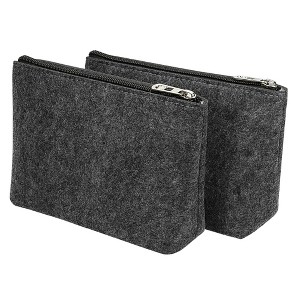 Unique Bargains  Office Felt Zippered Stationery Storage Pencil Bag Pen Case 2 Pcs - 1 of 4