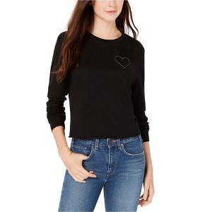 Carbon Copy Womens Heart Embellished T-Shirt, Black, X-Large - 1 of 1