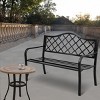 Tangkula Outdoor Chair Garden Patio Bench Cast Iron Frame Black - 2 of 4