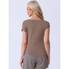 cheibear Women's Viscose Smile-shaped Hem V-Neck Pajamas Top with Chest Pocket - 4 of 4