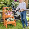 Tangkula 2-Tier Wooden Raised Garden Bed Container w/2 Cylindrical Planter Boxes & Trellis - 2 of 4