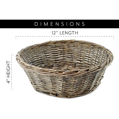 Gray-Washed Round Wicker Bread Baskets, Set of 2