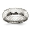 Chisel Damascus Steel Polished Faceted 7mm Band Ring - 2 of 4