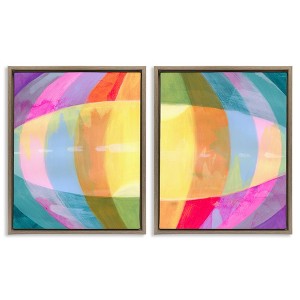 Stupell Industries Oblique Neon Flare 2pc Floating Frame Art Set - 1 of 4