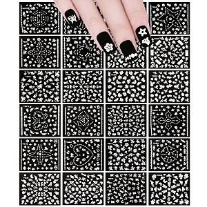 Wrapables 24 Sheets White Flowers, Dots & Crowns Nail Sticker Nail Art Set - 1 of 4