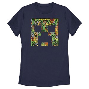 Women's Minecraft Creeper Face Collage T-Shirt - 1 of 4
