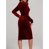 Women's Long Sleeve Velvet Dress with Waist Tie, Elegant Midi Dress for Cocktail, Party, and Special Occasions - 2 of 4