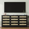 12 Drawer Dresser for Bedroom, Wood Storage Organizer with Rattan Panel Drawers and Handles, for Nursery, Entryway, Living Room, Black - 3 of 4