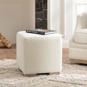 KINWELL 18.5" Wide Modern Square Boucle Upholstered Ottoman Entryway Footstool - 1 of 4