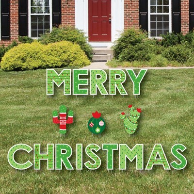 Big Dot of Happiness Merry Cactus - Yard Sign Outdoor Lawn Decorations - Christmas Cactus Party Yard Signs - Merry Christmas