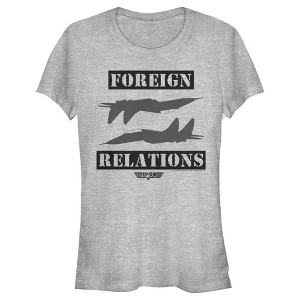 Juniors Womens Top Gun Keeping up Foreign Relations T-Shirt - 1 of 4