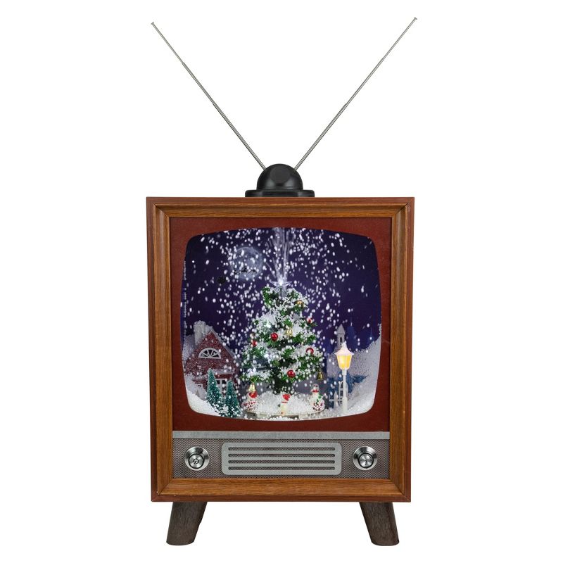 Northlight 21" LED Lighted Musical Snowing Christmas Tree TV Set  Decoration, 1 of 6