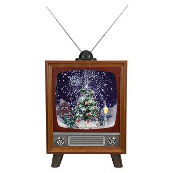 Northlight 21" LED Lighted Musical Snowing Christmas Tree TV Set  Decoration