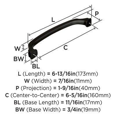 6-5/16 Inch Black Bronze Traditional Cabinet Pull
