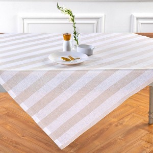 Solino Home Striped Linen Table Throw | Cabana Stripe - 1 of 4