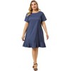 Agnes Orinda Women's Plus Size Cross Back Ruffle Hem Formal Chambray T-Shirt Dresses - 3 of 4
