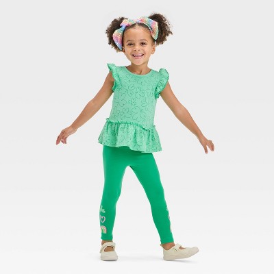 Toddler Girls' Clover Top and Bottom Set - Cat & Jack™ Lime Green