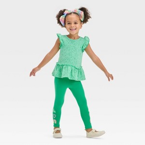 Toddler Girls' Clover Top and Bottom Set - Cat & Jack™ Lime Green - 1 of 4