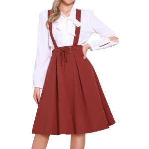 INSPIRE CHIC Women's High Waist Overall Corset Skater Suspender Dresses - 1 of 4