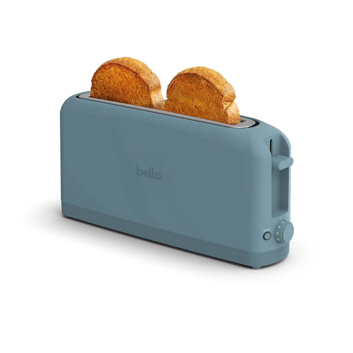 bella 2-Slice Slim Toaster Surf: Metal, 900W, 2-Year Warranty, Spot Clean, 6.85" H, 3.58" D, 14.88" W, 1.98 lbs, Blue